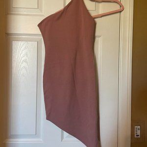 Missguided Asymmetrical Hem One shoulder Mauve Mini Dress